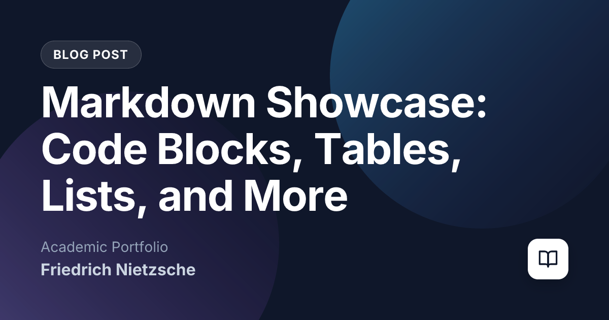 Markdown Showcase: Code Blocks, Tables, Lists, and More